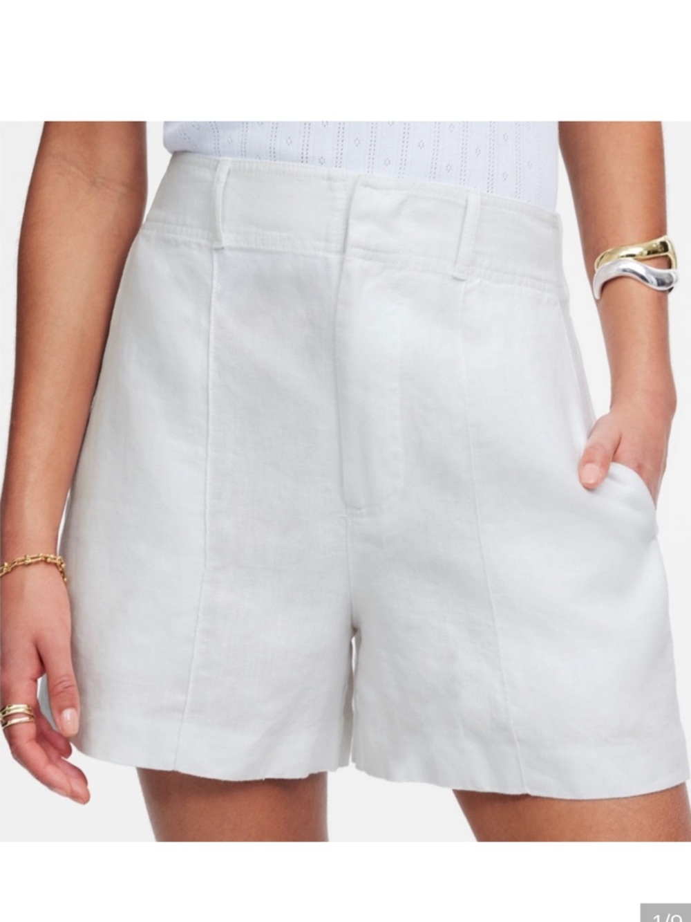 Madewell High-Waist Linen Shorts in White